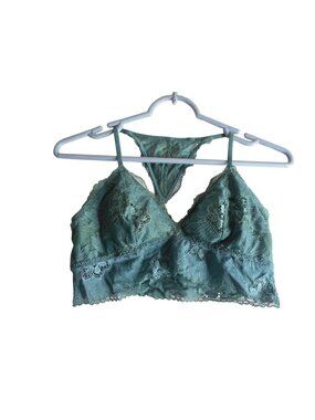 Aerie Bralette Womens Sz M Floral Lace Boho Racerback removable padding